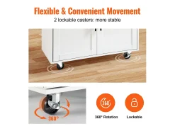Carrito de Cocina SucceBuy de 89,9 cm, Armario con Ruedas, Cajón y Soporte, Color Blanco