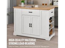 Carrito de Cocina SucceBuy con Isla, Armario de Almacenamiento con Cajón y Estantes, Color Blanco
