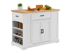 Carrito de Cocina SucceBuy con Isla, Armario de Almacenamiento con Cajón y Estantes, Color Blanco
