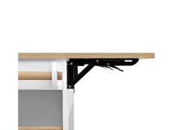 Carrito de cocina 100x40x91,5 con mesa de comedor extensible, papeleras y toallero en color blanco para cocina y comedor