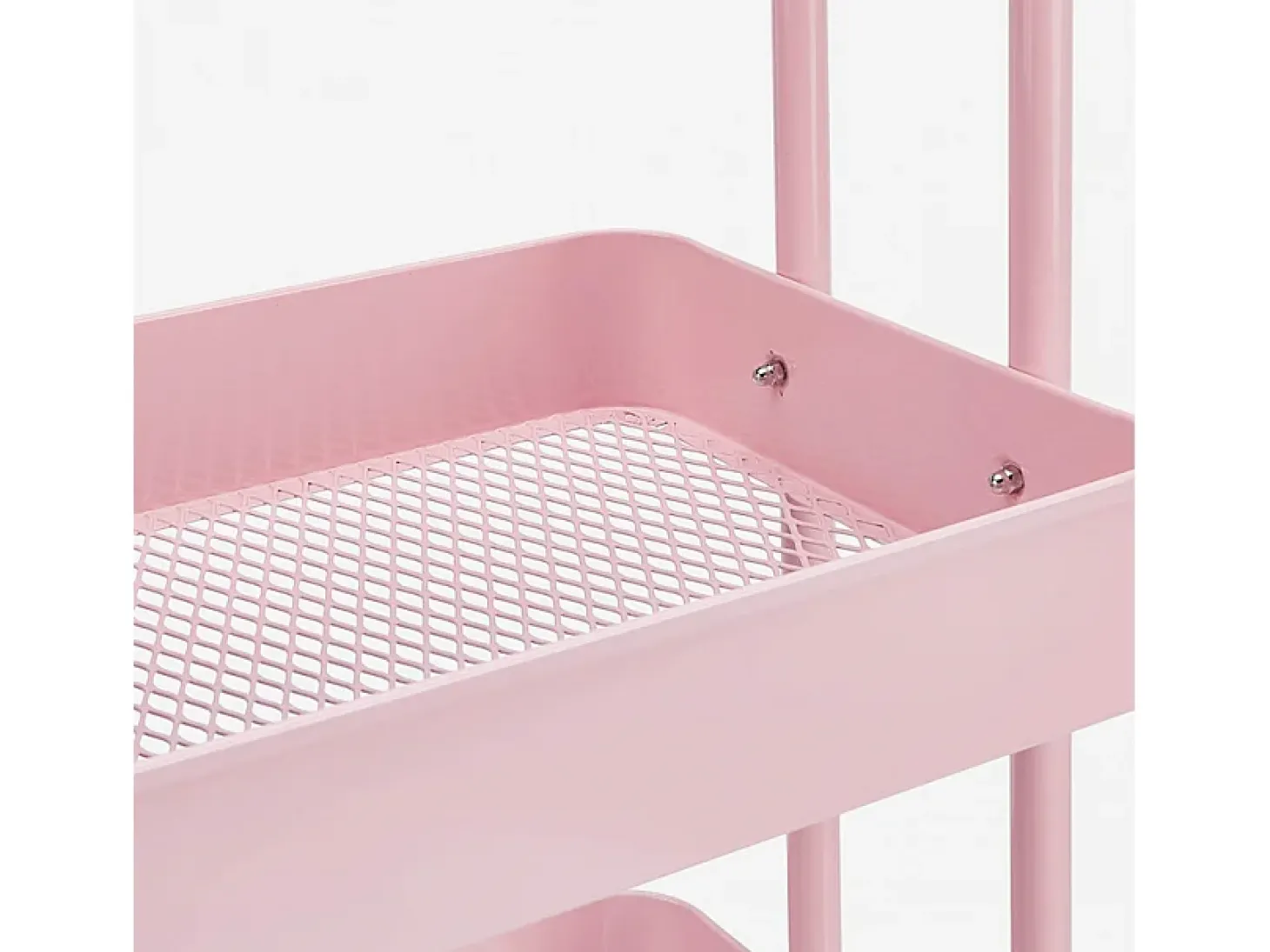 Carrito de comida metálico de 3 estantes con ruedas Sall - Rosa
