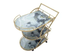 Carrito de mezcla de vidrio y mármol 71 x 45,5 x 84,5 cm