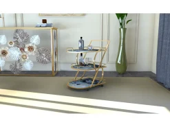 Carrito de mezcla de vidrio y mármol 71 x 45,5 x 84,5 cm