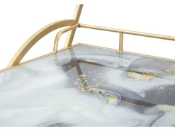 Carrito de mezcla de vidrio y mármol 71 x 45,5 x 84,5 cm