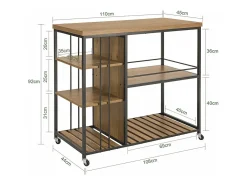 Carrito de Servicio Camarera con Ruedas Multiusos con 5 Estantes 110 x 45 x 92 cm SVW18-F SoBuy ES