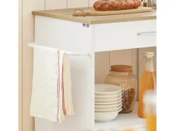 Carrito de Servicio Camarera Multiusos Mueble con 3 Estantes laterals 2 Puertas 1 Cajón y 1 Porta Paños de Cocina Blanco 82 x 46 x 88 cm FKW113-WN SoBuy ES