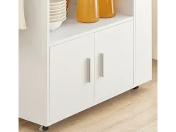 Carrito de Servicio Camarera Multiusos Mueble con 3 Estantes laterals 2 Puertas 1 Cajón y 1 Porta Paños de Cocina Blanco 82 x 46 x 88 cm FKW113-WN SoBuy ES