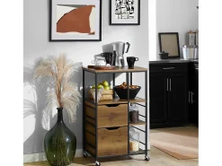 Carrito de Servicio Camarera con Ruedas Multiusos Mueble para microondas con 3 Cajones y 3 Estantes 53 x 37 x 89 cm FKW111-PF SoBuy ES
