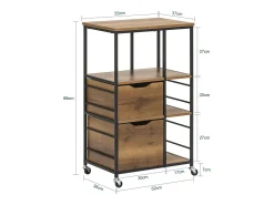 Carrito de Servicio Camarera con Ruedas Multiusos Mueble para microondas con 3 Cajones y 3 Estantes 53 x 37 x 89 cm FKW111-PF SoBuy ES