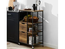 Carrito de Servicio Camarera con Ruedas Multiusos Mueble para microondas con 3 Cajones y 3 Estantes 53 x 37 x 89 cm FKW111-PF SoBuy ES
