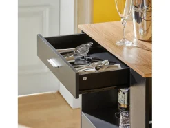 Carrito de Servicio Camarera Multiusos Mueble con Estante Lateral Puertas Cajones Porta Paños de Cocina 82 x 46 x 88 cm FKW113-SCH SoBuy ES