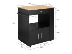 Carrito de Servicio Camarera Multiusos Mueble con Estante Lateral Puertas Cajones Porta Paños de Cocina 82 x 46 x 88 cm FKW113-SCH SoBuy ES