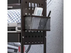 Carrito de servicio de 3 niveles, 2 cestas colgantes, con asas, en acero negro (53,5x30,5x75 cm)
