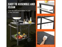 Carrito de Servicio SucceBuy, Carrito de Comedor para Barbacoa Exterior con Dos Estantes