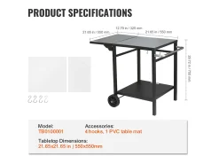 Carrito de Servicio SucceBuy, Carrito de Comedor para Barbacoa Exterior con Dos Estantes
