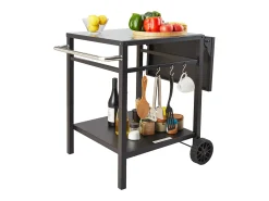 Carrito de Servicio SucceBuy, Carrito de Comedor para Barbacoa Exterior con Dos Estantes