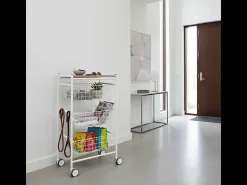 Carrito verdulero con 3 cestas extraíbles grandes- Blanco-Haya - 81*43,7*32,5 cm - AXO
