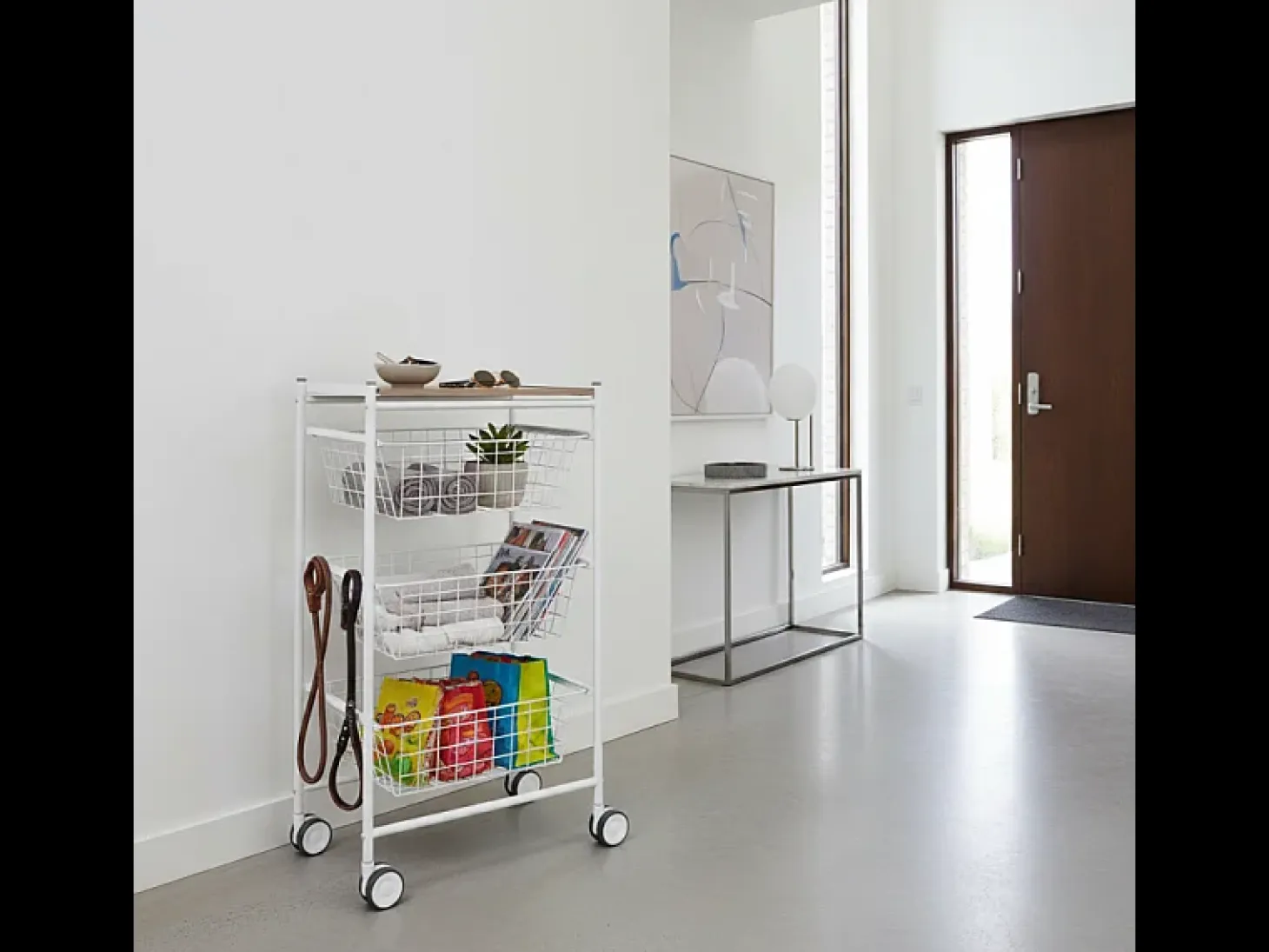 Carrito verdulero con 3 cestas extraíbles grandes- Blanco-Haya - 81*43,7*32,5 cm - AXO