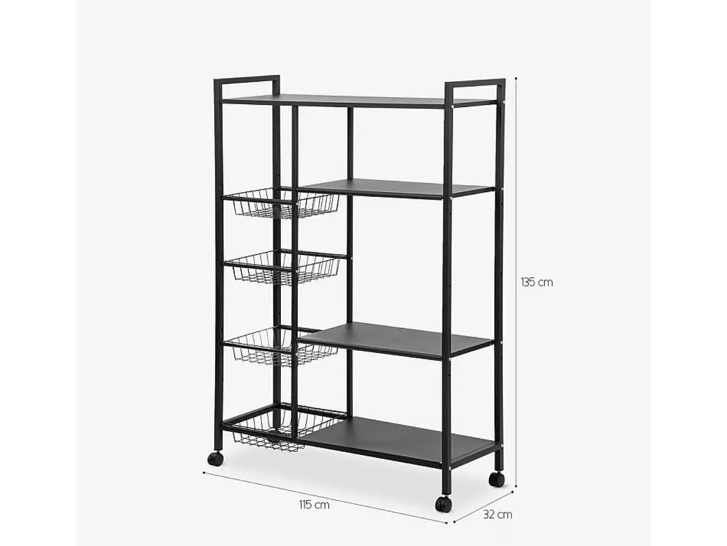 Carrito verdulero de cocina moderno con ruedas 115x32x135cm Faris Deluxe