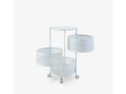 Carrito verdulero de cocina moderno con ruedas 3 cestas giratorias Rodin M - Blanco