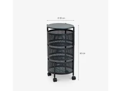 Carrito verdulero de cocina moderno con ruedas 3 cestas giratorias Rodin M - Blanco