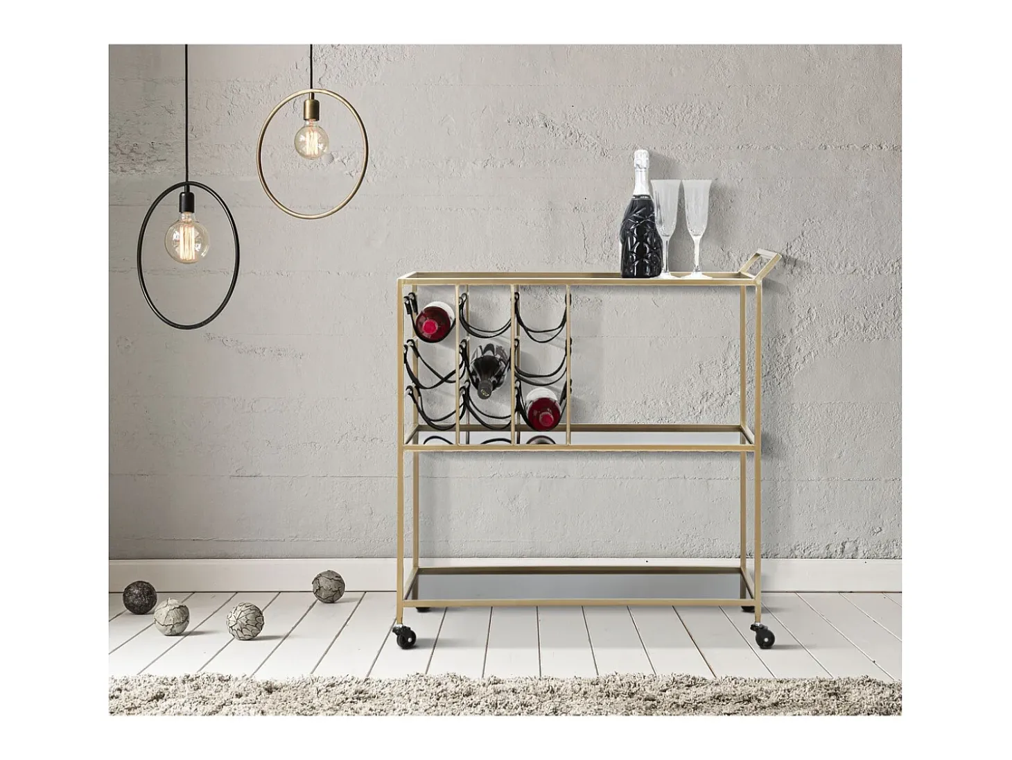 Carrito VKH5, Negro, 79x39,5x82 cm, Kendra Home