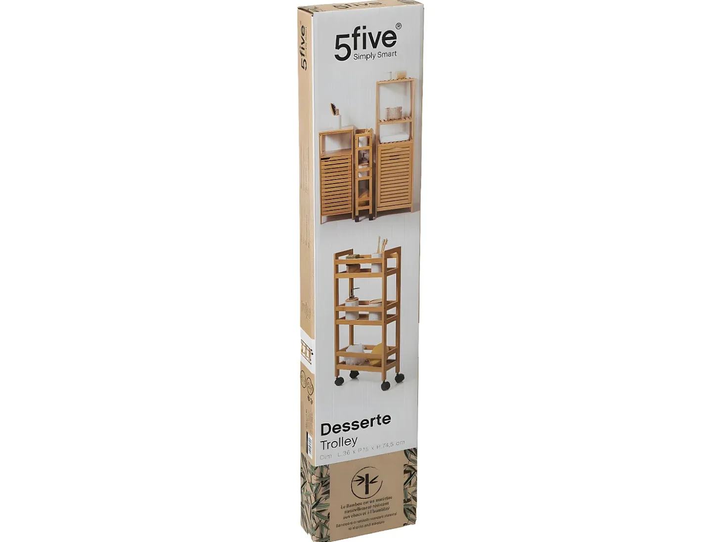 Carro de 3 niveles con ruedas 36 x 15 x 74,5 cm