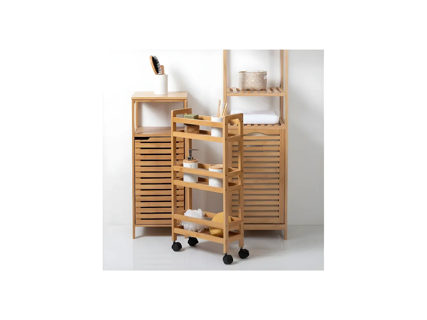 Carro de 3 niveles con ruedas 36 x 15 x 74,5 cm