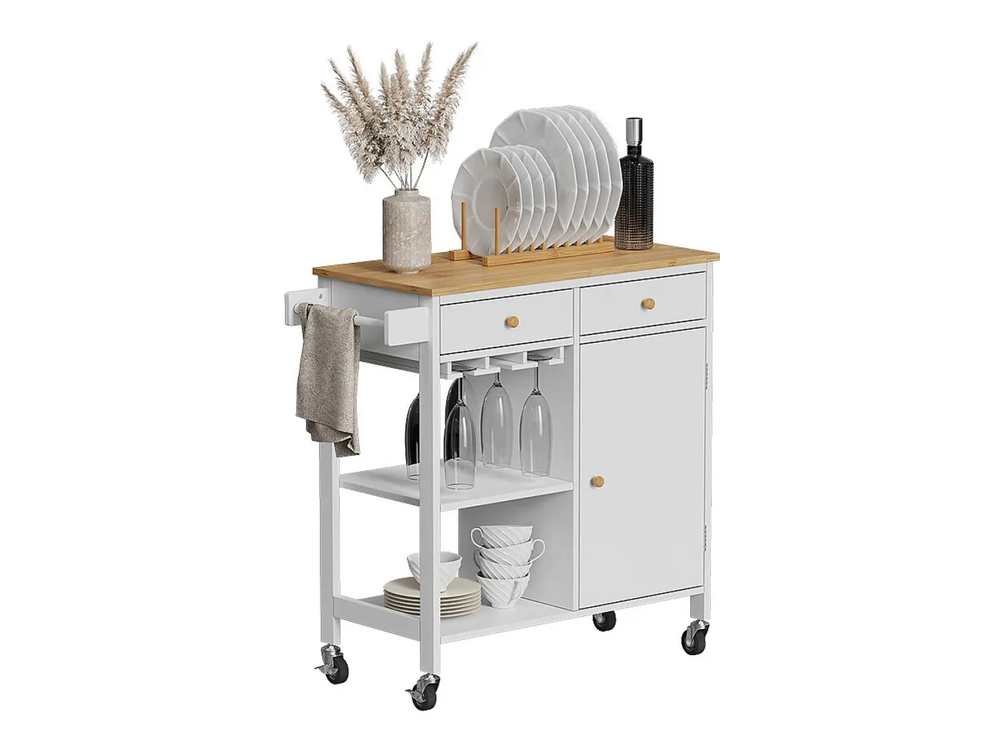 Carro de cocina blanco 89x40x87 trayz