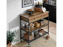 Carro de Cocina Carrito de Servir Multiusos con 2 Estantes y 2 Cajones 100 x 45 x 93 cm FKW112-PF SoBuy ES