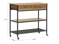 Carro de Cocina Carrito de Servir Multiusos con 2 Estantes y 2 Cajones 100 x 45 x 93 cm FKW112-PF SoBuy ES