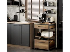 Carro de Cocina con 1 cajón móvil Carrito de Servir Multiusos con 1 Estante y 2 Cajones 60 x 45 x 90 cm FKW118-PF SoBuy ES