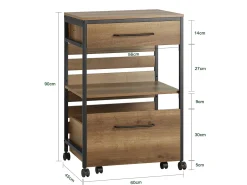 Carro de Cocina con 1 cajón móvil Carrito de Servir Multiusos con 1 Estante y 2 Cajones 60 x 45 x 90 cm FKW118-PF SoBuy ES