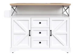 Carro de cocina con mesa plegable e iluminación LED, soporte para aperitivos, mesa de comedor con espacio de almacenamiento, blanco