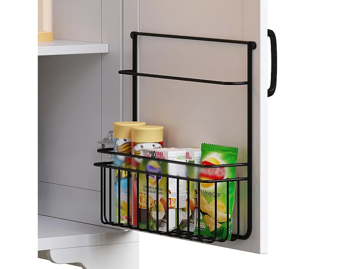 Carro de cocina con mesa plegable e iluminación LED, soporte para aperitivos, mesa de comedor con espacio de almacenamiento, blanco