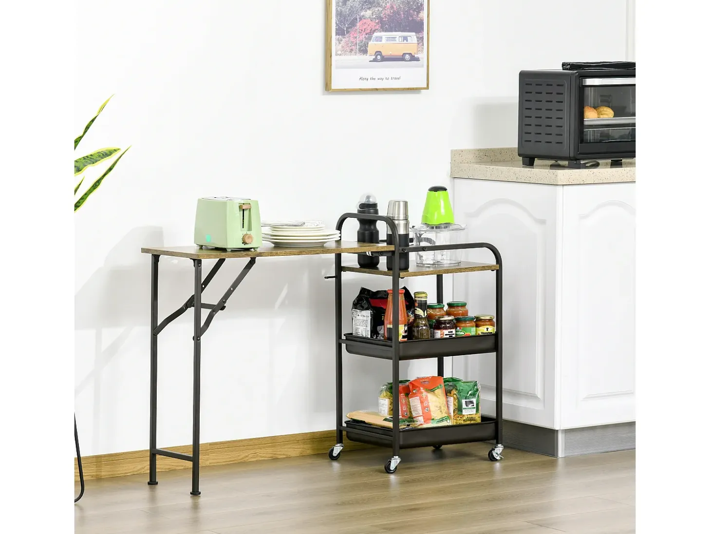 Carro de cocina marrón rústico 118x36.5x82 cm HOMCOM