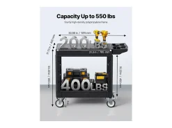 Carro de Servicio SucceBuy Carro Utilitario con Ruedas de Plástico Resistente de 2 Niveles con Ruedas Giratorias de 360° (2 con Frenos), 1015 x 450 x 850 mm