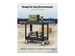 Carro de Servicio SucceBuy Carro Utilitario con Ruedas de Plástico Resistente de 2 Niveles con Ruedas Giratorias de 360° (2 con Frenos), 1015 x 450 x 850 mm