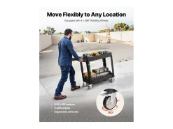 Carro de Servicio SucceBuy Carro Utilitario con Ruedas de Plástico Resistente de 2 Niveles con Ruedas Giratorias de 360° (2 con Frenos), 1015 x 450 x 850 mm