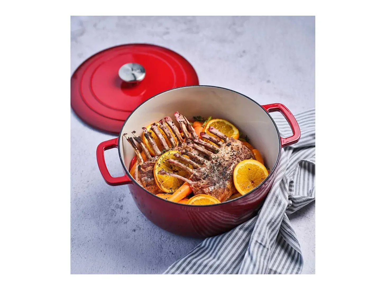 Cazuela de Hierro Esmaltado 28 cm 6,15 L COSY & TRENDY FONTESTIC Todos los Fuegos Inducción Rojo