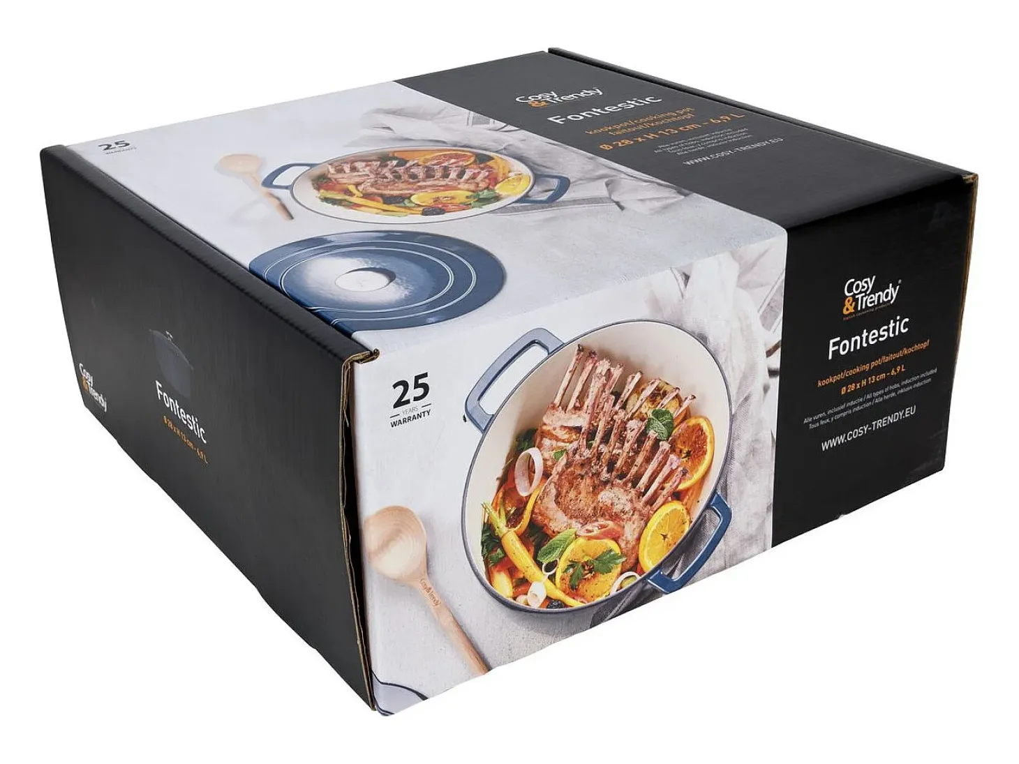 Cazuela de hierro fundido esmaltado COSY & TRENDY FONTESTIC Ø28 cm 6,15 L para todo tipo de fuegos, inducción Azul profundo