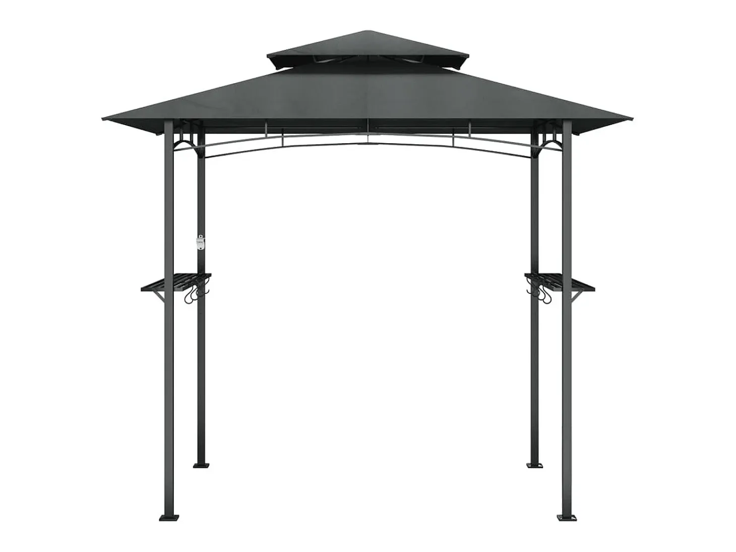 Cenador barbacoa y estantes laterales antracita 240x150x243cm acero