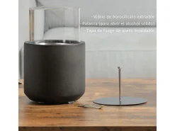 Chimenea de bioetanol Abeto Homcom sobremesa capacidad 0.4L gris 19xØ12 cm