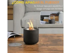 Chimenea de bioetanol Abeto Homcom sobremesa capacidad 0.4L gris 19xØ12 cm