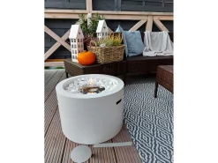 Chimenea de bioetanol brasero redonda de jardín para exterior interior RODI Blanco d.47,5