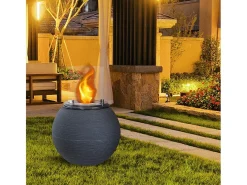 Chimenea de bioetanol, brasero de jardín, de pie, para uso interior y exterior, hierro fundido BOTTICELLI, gris, 40 x 54 cm.