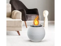 Chimenea de bioetanol, brasero de jardín, de pie, para uso interior y exterior, BOTTICELLI White Pearl, d.40 x h.54