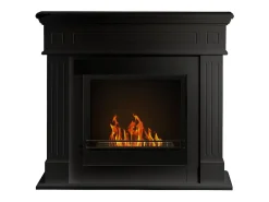 Chimenea de bioetanol Cambridge, biochimenea de suelo, madera negra, 110x37x102h