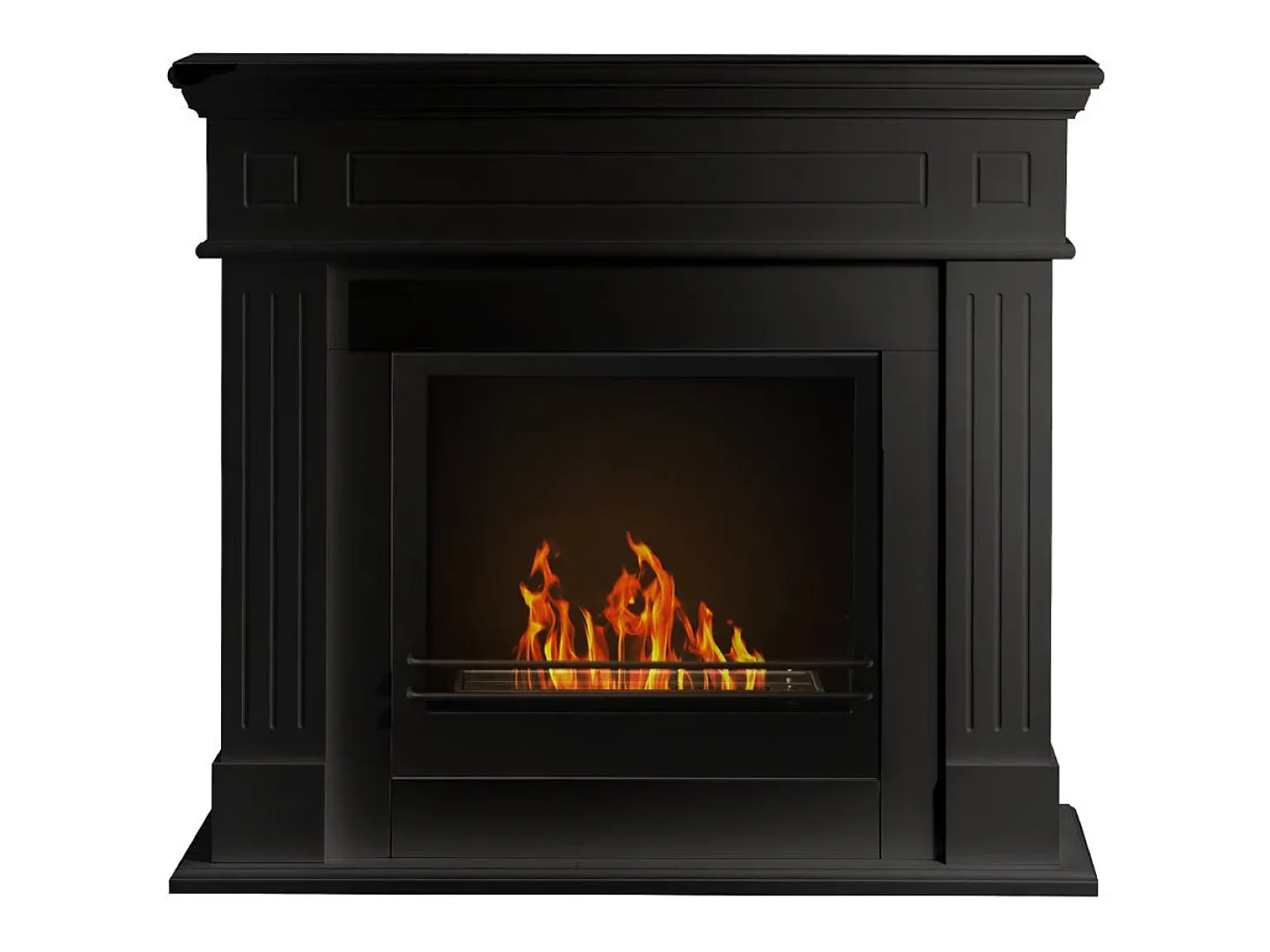 Chimenea de bioetanol Cambridge, biochimenea de suelo, madera negra, 110x37x102h