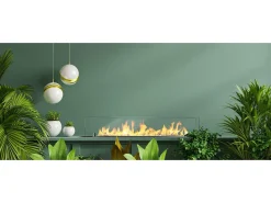 Chimenea de bioetanol con quemador de biochimenea en acero con cristal de 100 cm.